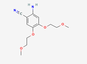 Two-dimensional chemical structure of 2-Amino-4,5-bis(2-methoxyethoxy)benzonitrile, CAS 950596-58-4