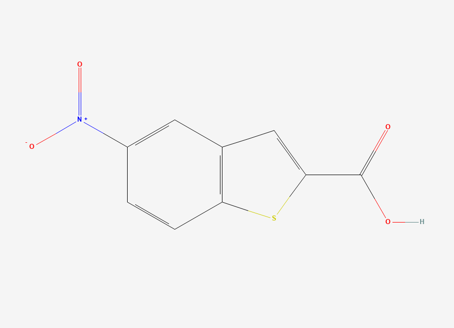 Two-dimensional chemical structure of 5-Nitro-1-benzothiophene-2-carboxylic acid