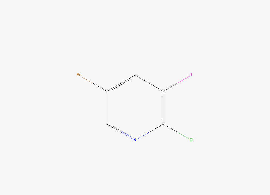 Two-dimensional chemical structure of 5-Bromo-2-chloro-3-iodopyridine
