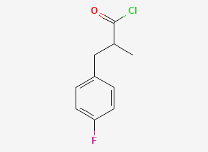 Two-dimensional chemical structure of 3-(4-fluorophenyl)-2-methylpropanoyl chloride, CAS 1017183-70-8