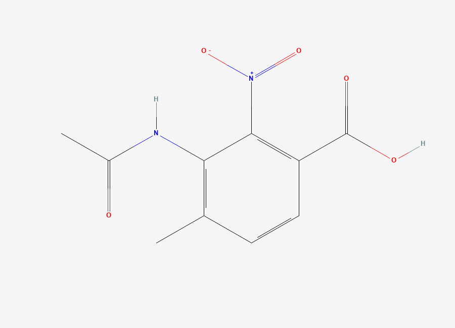Two-dimensional chemical structure of 3-Acetamido-4-methyl-2-nitrobenzoic acid