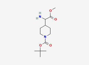 Two-dimensional chemical structure of Tert-butyl 4-(1-amino-2-methoxy-2-oxoethyl)piperidine-1-carboxylate