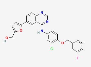 Two-dimensional chemical structure of Lapatinib Desmesylethylamino Hydroxy Impurity, CAS 320337-48-2