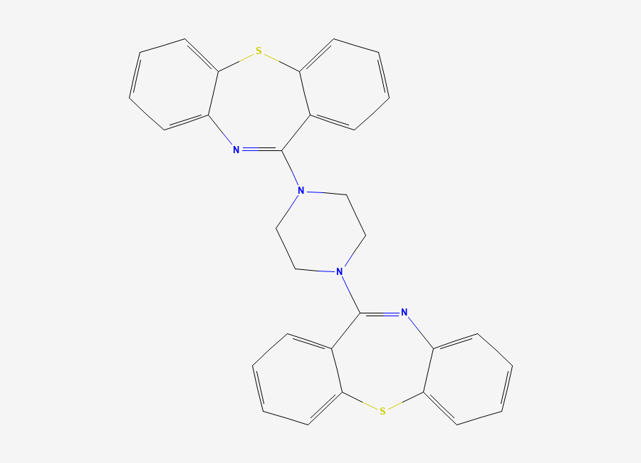 Two-dimensional chemical structure of Quetiapine EP Impurity D / Quetiapine Dimer Impurity / Quetiapine Bis(dibenzothiazepinyl) piperazine Impurity, CAS 945668-94-0