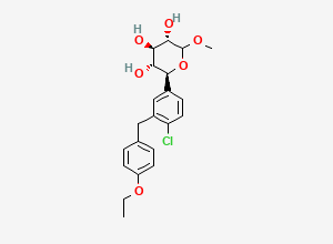 Two-dimensional chemical structure of (2S,3R,4R,5S)-2-[4-Chloro-3-(4-ethoxy-benzyl)-phenyl]-6-methoxy-tetrahydro-pyran-3,4,5-triol