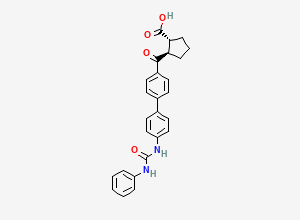 Two-dimensional chemical structure of (1R,2R)-2-((4'-(((Phenylamino)carbonyl)amino)(1,1'-biphenyl)-4-yl)carbonyl)cyclopentanecarboxylic acid