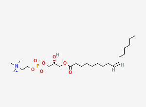 Two-dimensional chemical structure of 1-(9Z-hexadecenoyl)-sn-glycero-3-phosphocholine, CAS 76790-27-7