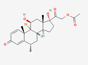 Two-dimensional chemical structure of 9-Bromo-11,17-dihydroxy-6-methyl-3,20-dioxopregna-1,4-dien-21-yl acetate