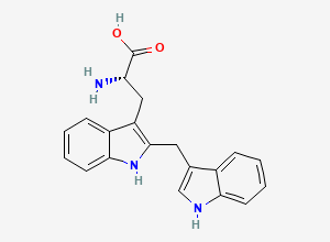 Two-dimensional chemical structure of (2S)-2-Amino-3-(2-(1H-indol-3-ylmethyl)-1H-indol-3-yl)propanoic acid
