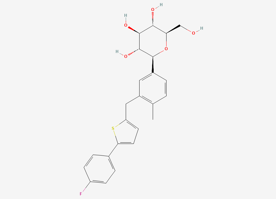 Two-dimensional chemical structure of Canagliflozin, CAS 842133-18-0