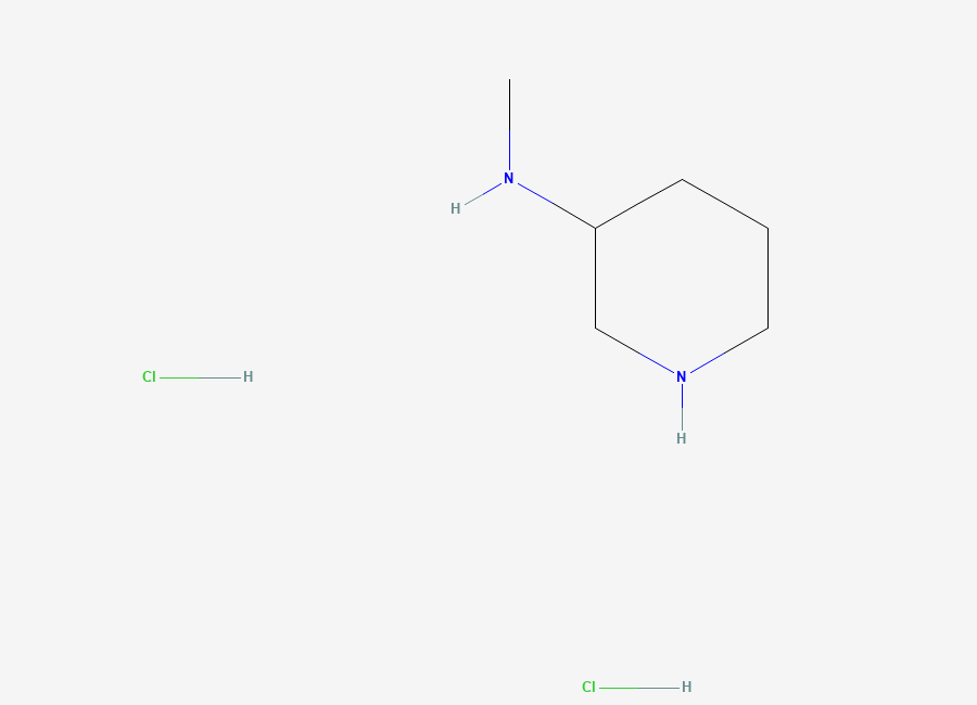 Two-dimensional chemical structure of 3-(Methylamino)piperidine Dihydrochloride