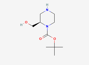 Two-dimensional chemical structure of (R)-2-Hydroxymethyl-piperazine-1-carboxylic acid tert-butyl ester
