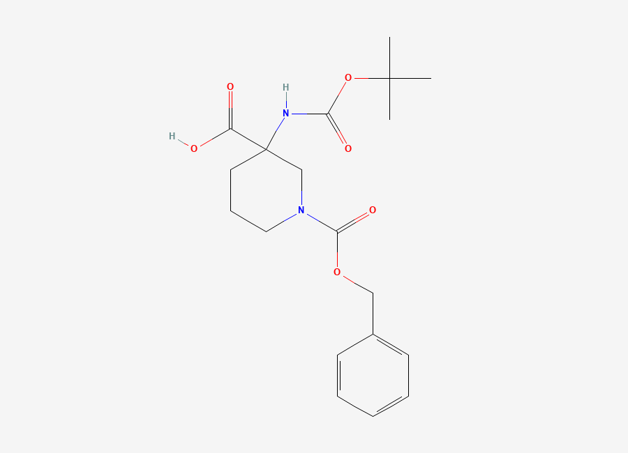 Two-dimensional chemical structure of 1-((Benzyloxy)carbonyl)-3-((tert-butoxycarbonyl)amino)piperidine-3-carboxylic acid