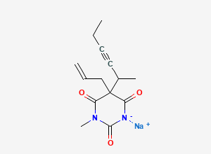 Two-dimensional chemical structure of 2,4,6(1H,3H,5H)-Pyrimidinetrione, 1-methyl-5-(1-methyl-2-pentynyl)-5-(2-propenyl)-, (+/-)-, monosodium salt