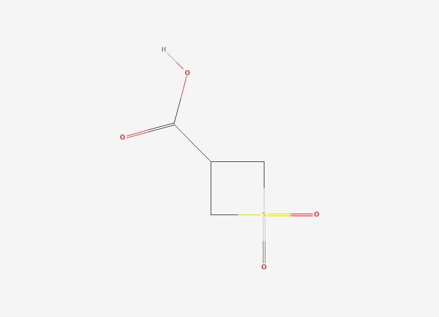 Two-dimensional chemical structure of 1,1-Dioxo-1lambda6-thietane-3-carboxylic acid