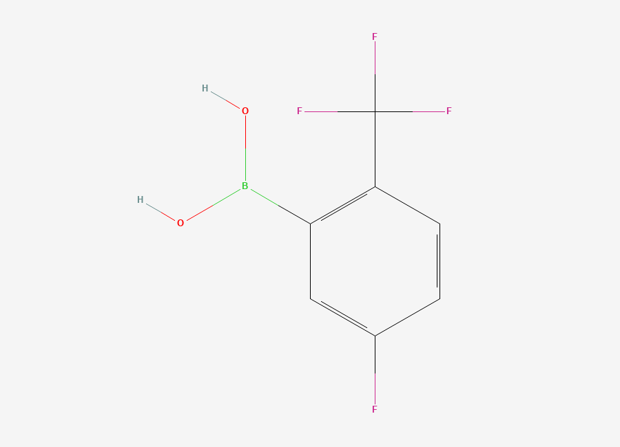 Two-dimensional chemical structure of 5-Fluoro-2-(trifluoromethyl)benzeneboronic acid
