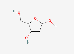 Two-dimensional chemical structure of Methyl-2-deoxy-alpha-D-ribofuranoside, CAS 51255-17-5