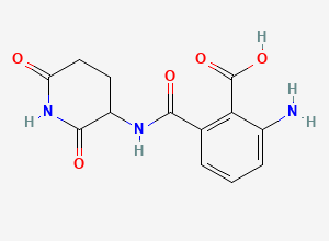 Two-dimensional chemical structure of 2-Amino-6-((2,6-dioxopiperidin-3-yl)carbamoyl)benzoic acid, CAS 1001852-14-7