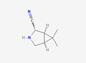 Two-dimensional chemical structure of (1R,2S,5S)-6,6-dimethyl-3-azabicyclo[3.1.0]hexane-2-carbonitrile