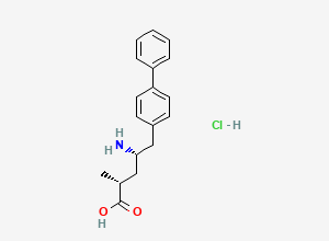 Two-dimensional chemical structure of (2R,4S)-4-amino-2-methyl-5-(4-phenylphenyl)pentanoic acid;hydrochloride