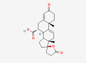 Two-dimensional chemical structure of (7R,10S,13S,17R)-10,13-dimethyl-3,5'-dioxospiro[2,6,7,8,12,14,15,16-octahydro-1H-cyclopenta[a]phenanthrene-17,2'-oxolane]-7-carboxylic acid
