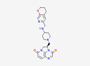 Two-dimensional chemical structure of (2R)-2-((4-(((3,4-Dihydro-2H-pyrano(2,3-c)pyridin-6-yl)methyl)amino)-1-piperidinyl)methyl)-1,2-dihydro-3H,8H-2a,5,8a-triazaacenaphthylene-3,8-dione