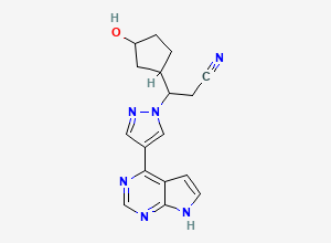 Two-dimensional chemical structure of 3-(4-(7h-Pyrrolo[2,3-d]pyrimidin-4-yl)-1h-pyrazol-1-yl)-3-(3-hydroxycyclopentyl)propanenitrile