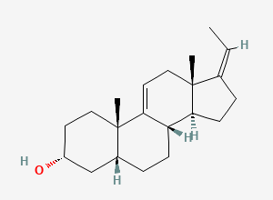Two-dimensional chemical structure of (3R,5R,8S,10S,13S,14S,Z)-17-Ethylidene-10,13-dimethyl-2,3,4,5,6,7,8,10,12,13,14,15,16,17-tetradecahydro-1H-cyclopenta[A]phenanthren-3-OL