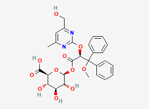Two-dimensional chemical structure of 4-Hydroxymethyl Ambrisentan Acyl Beta Glucuronide, CAS 1106685-77-1