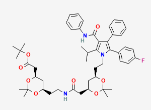 Two-dimensional chemical structure of Atorvastatin Di-Acetonide Tert Butyl Ester, CAS 1116118-82-1