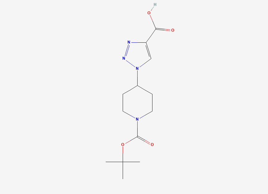 Two-dimensional chemical structure of 1-(1-((tert-butoxy)carbonyl)piperidin-4-yl)-1H-1,2,3-triazole-4-carboxylic acid