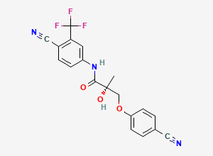 Two-dimensional chemical structure of (2R)-3-(4-Cyanophenoxy)-N-(4-cyano-3-(trifluoromethyl)phenyl)-2-hydroxy-2-methylpropanamide
