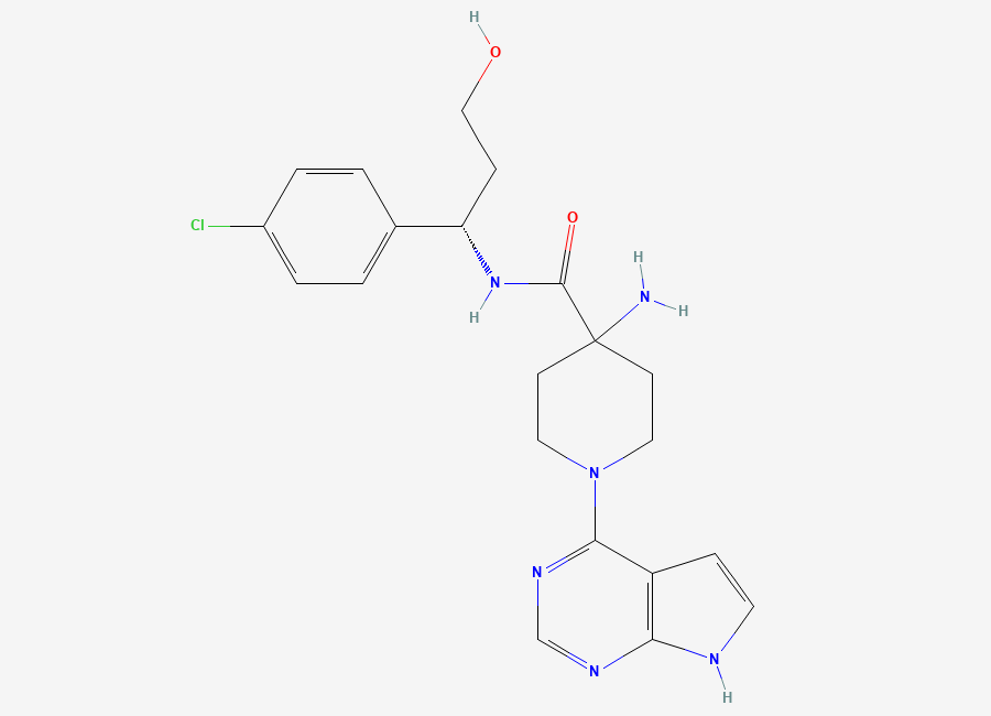 Two-dimensional chemical structure of Capivasertib, CAS 1143532-39-1