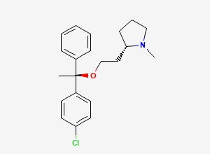 Two-dimensional chemical structure of (2S)-2-[2-[(1S)-1-(4-chlorophenyl)-1-phenylethoxy]ethyl]-1-methylpyrrolidine