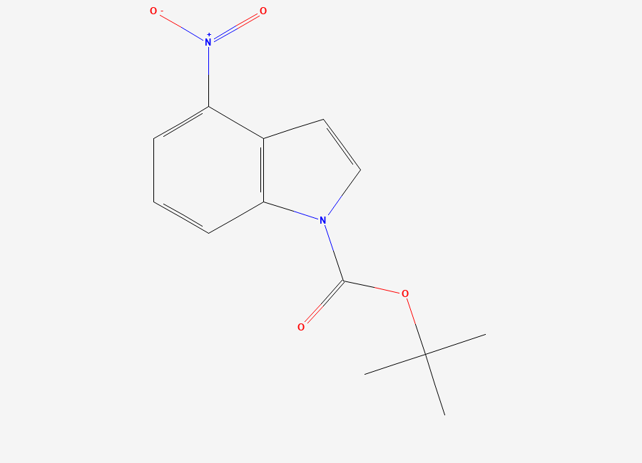 Two-dimensional chemical structure of tert-butyl 4-nitro-1H-indole-1-carboxylate
