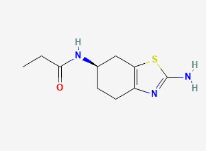 Two-dimensional chemical structure of (R)-N-(2-amino-4,5,6,7-tetrahydrobenzo[d]thiazol-6-yl)propionamide, CAS 106006-85-3
