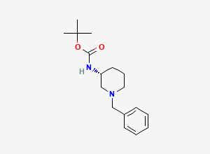 Two-dimensional chemical structure of tert-Butyl(1-benzylpiperidin-3-yl)carbamate, (R), CAS 454713-13-4