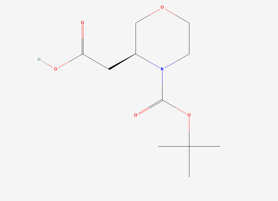 Two-dimensional chemical structure of (S)-N-Boc-3-morpholineacetic acid