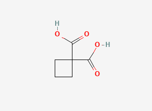 Two-dimensional chemical structure of Carboplatin EP Impurity B / Cyclobutane-1,1-Dicarboxylic Acid, CAS 5445-51-2