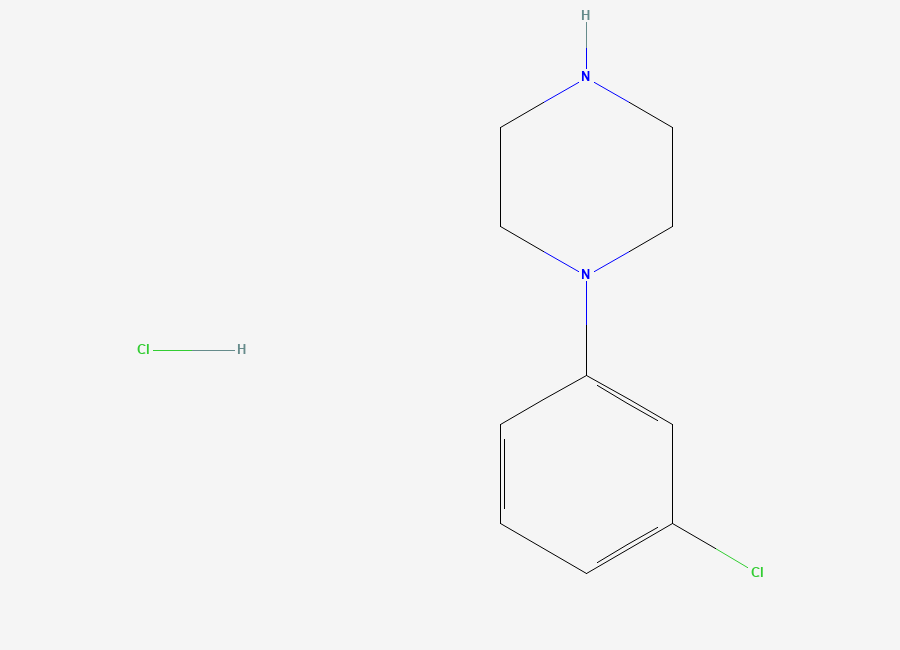 Two-dimensional chemical structure of 1-(3-Chlorophenyl)piperazine monohydrochloride
