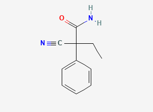 Two-dimensional chemical structure of Primidone EP Impurity D/ 2-Cyano-2-phenylbutyramide, CAS 80544-75-8