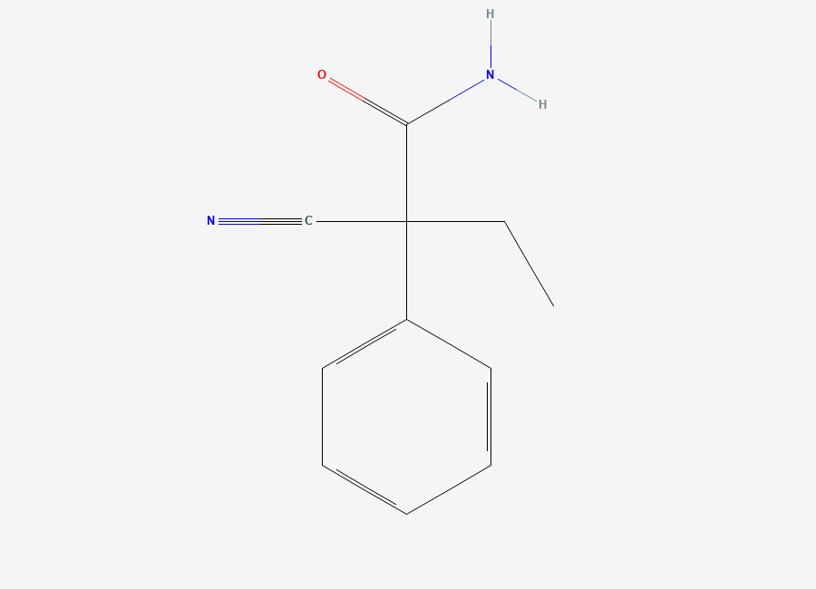 Two-dimensional chemical structure of Primidone EP Impurity D/ 2-Cyano-2-phenylbutyramide, CAS 80544-75-8