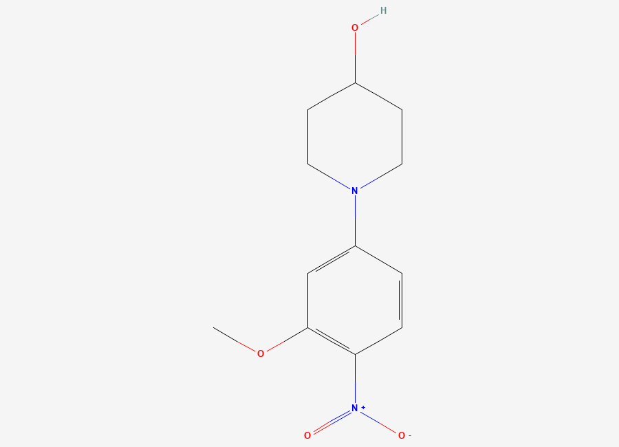 Two-dimensional chemical structure of 1-(3-Methoxy-4-nitrophenyl)piperidin-4-ol