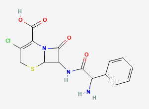Two-dimensional chemical structure of 7-(2-Amino(phenyl)acetamido)-3-chloro-8-oxo-5-thia-1-azabicyclo(4.2.0)oct-2-ene-2-carboxylic acid
