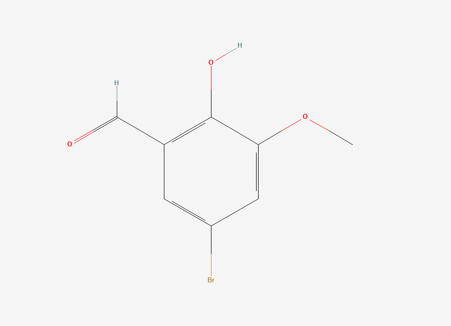 Two-dimensional chemical structure of 5-Bromo-2-hydroxy-3-methoxybenzaldehyde