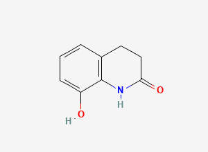 Two-dimensional chemical structure of 8-Hydroxy-3,4-dihydro-2(1H)-quinolinone, CAS 52749-50-5
