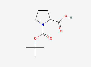 Two-dimensional chemical structure of 1-[(Tert-butoxy)carbonyl]pyrrolidine-2-carboxylic acid