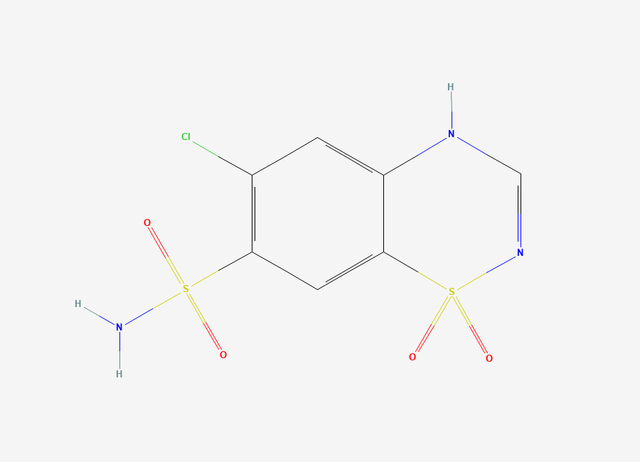 Two-dimensional chemical structure of Chlorothiazide, CAS 58-94-6