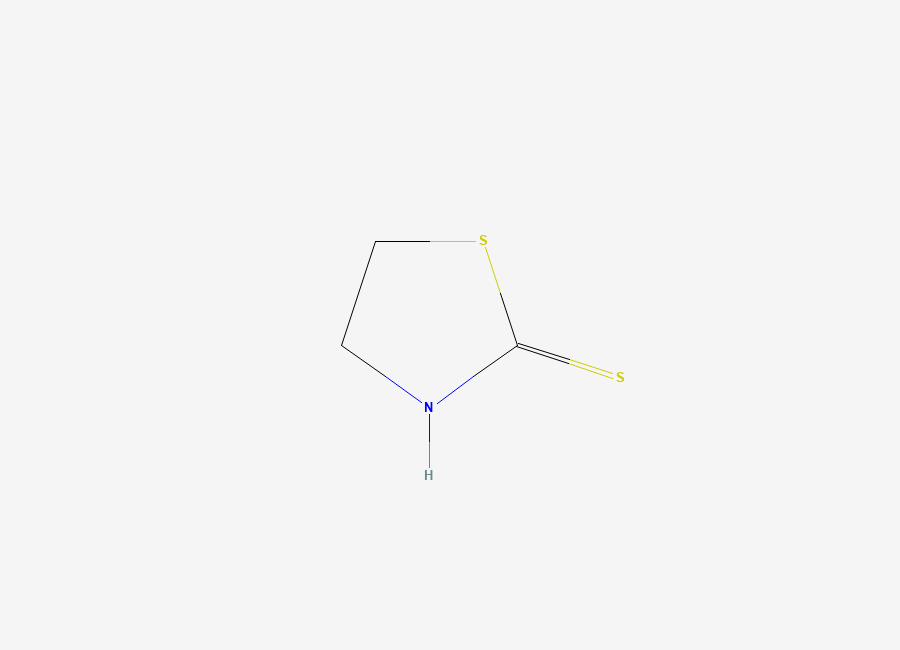 Two-dimensional chemical structure of 2-Thiazoline-2-thiol, CAS 96-53-7