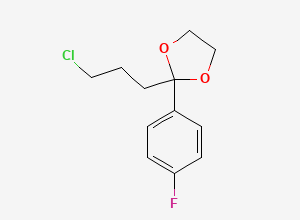 Two-dimensional chemical structure of 2-(3-Chloropropyl)-2-(4-fluorophenyl)-1,3-dioxolane, CAS 3308-94-9